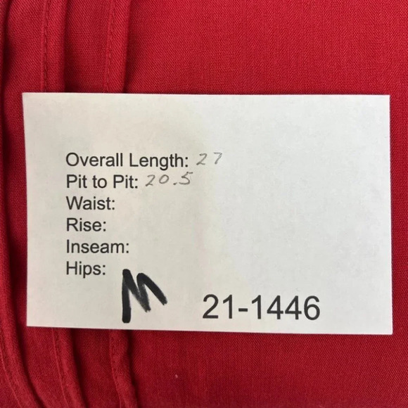 Fridaze Red Linen Tunic Top Shirt Blouse Button Down Sleeves Small - Picture 7 of 7